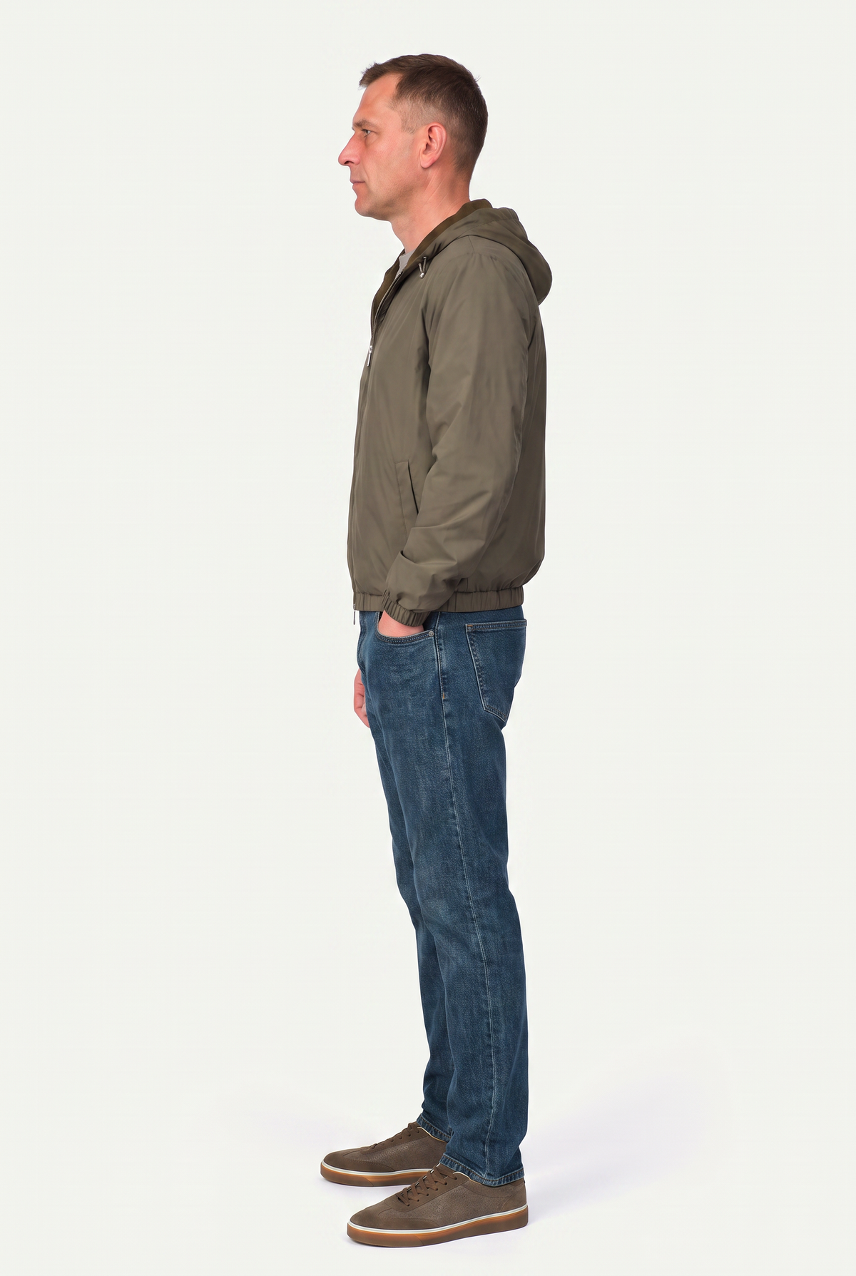 Reversible Hooded Wool City Jacket Green/Olive