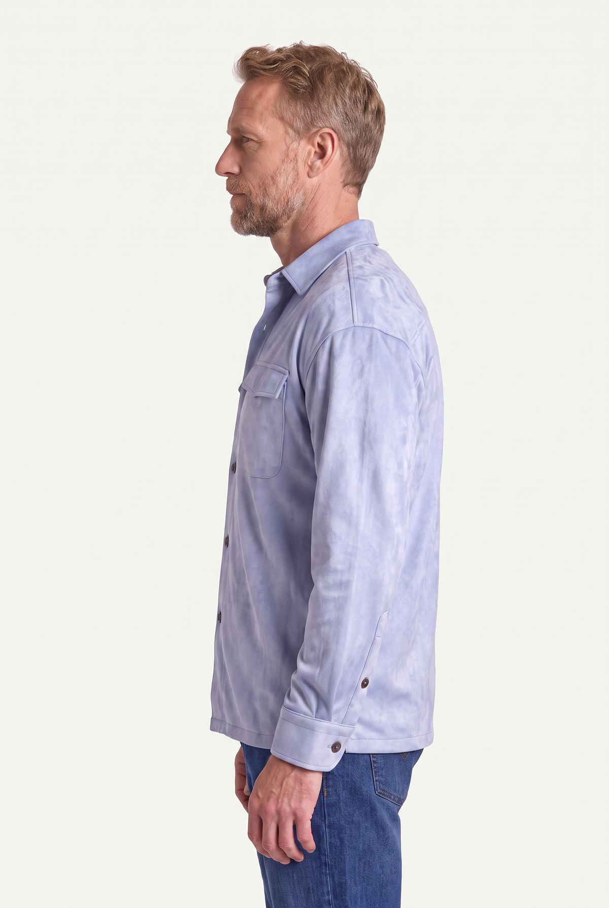 Mirsino Suede Overshirt | Light Blue