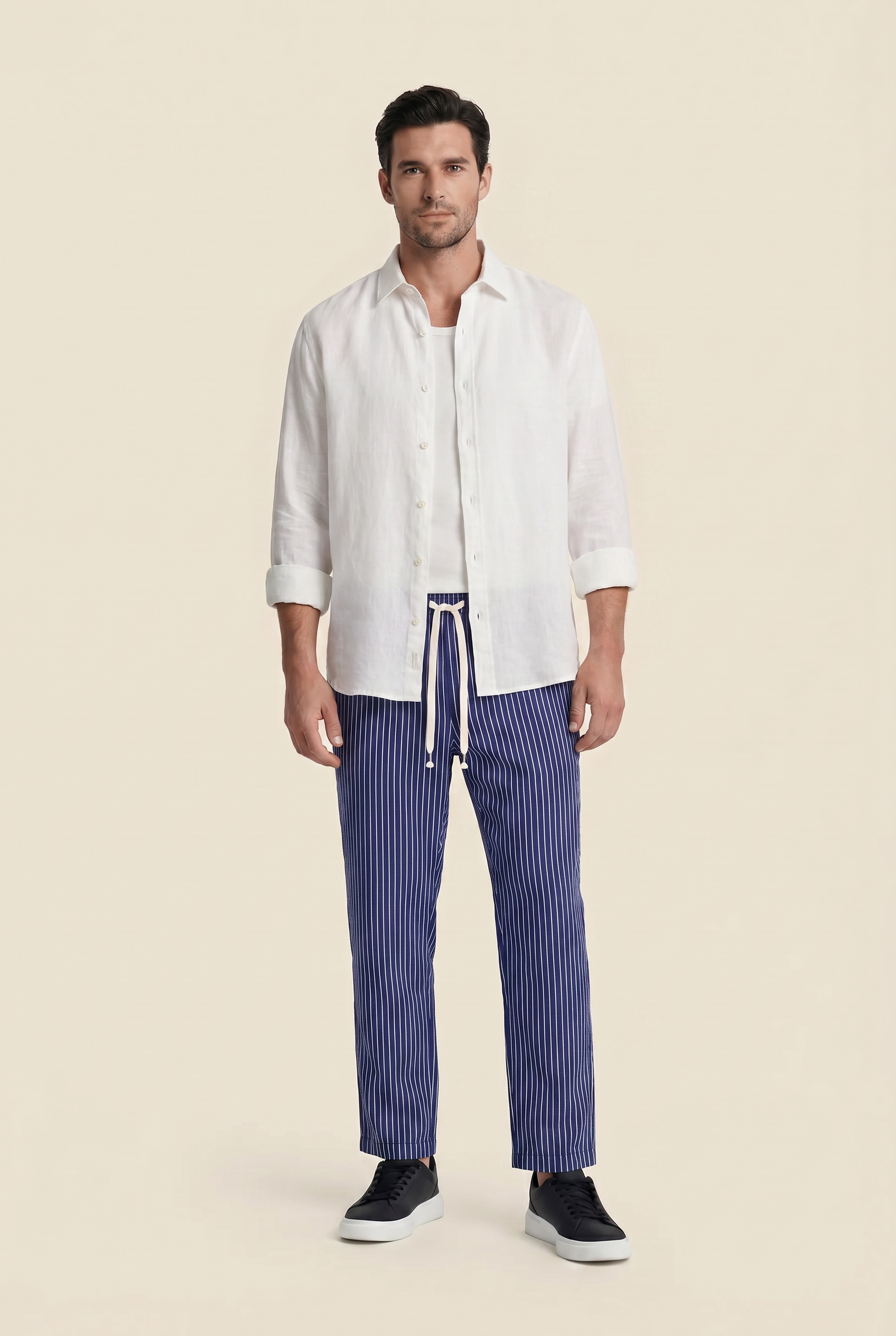Raffaele™ Pinstripe Linen Pants Blue