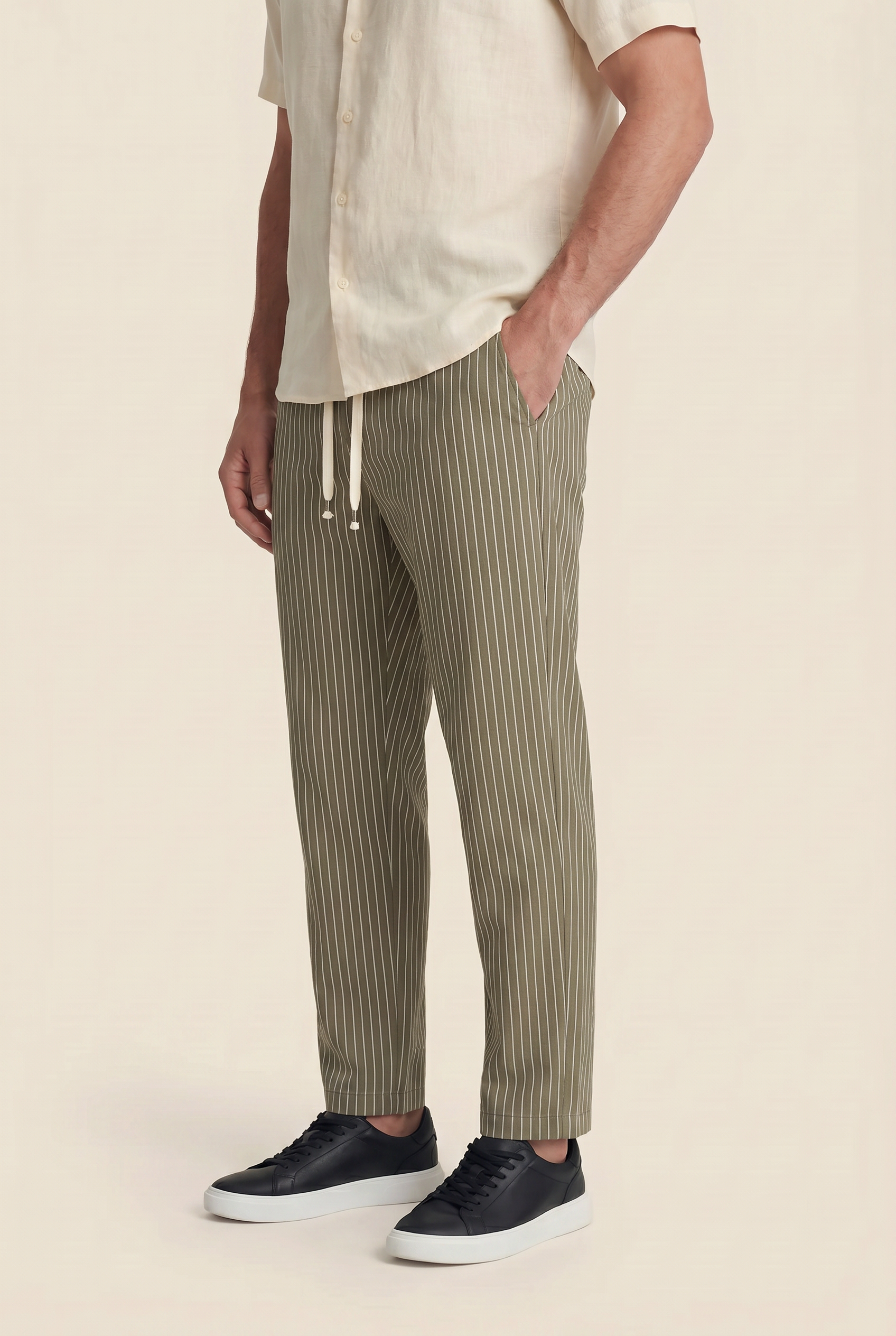 Raffaele™ Pinstripe Linen Pants Olive