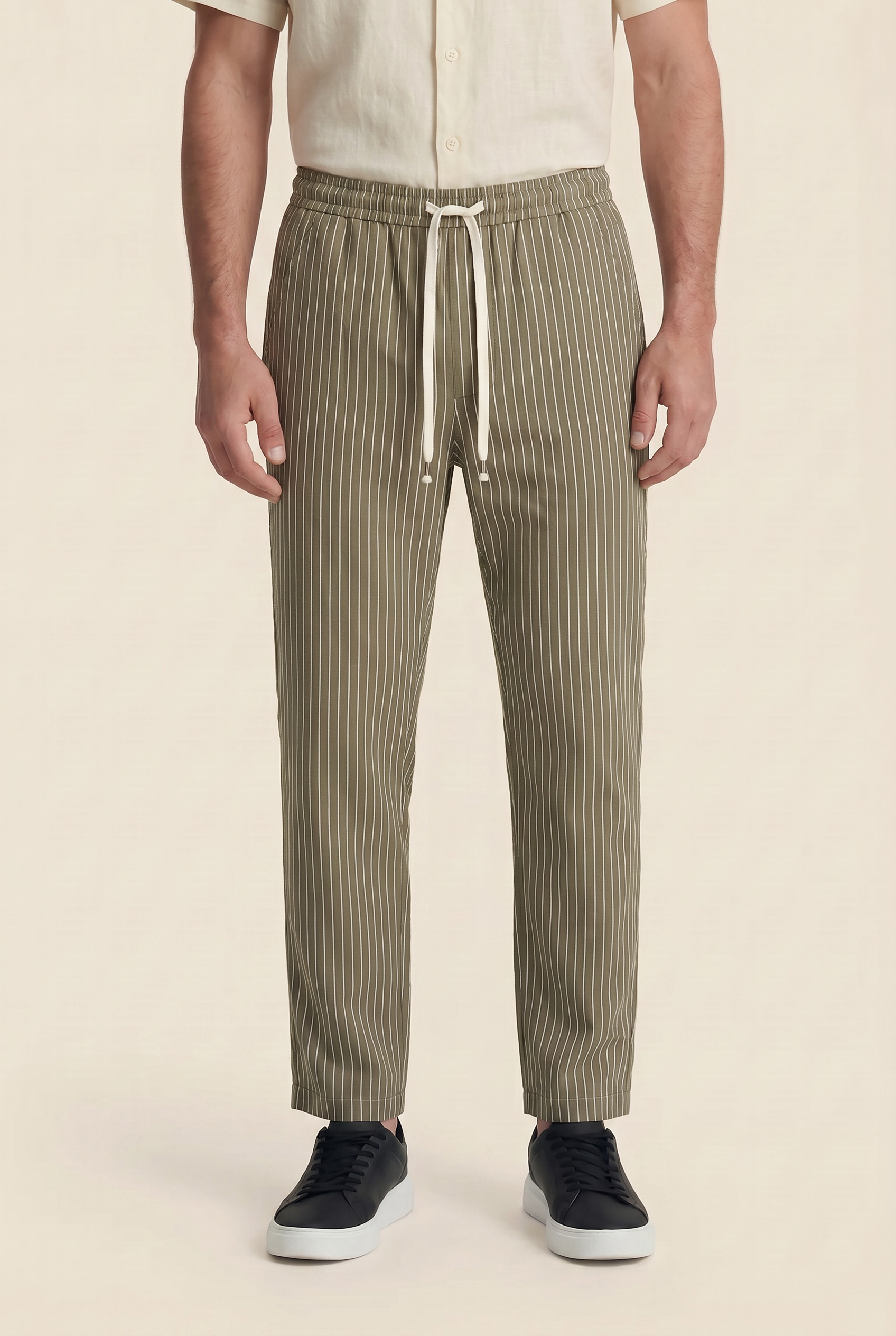 Raffaele™ Pinstripe Linen Pants Olive