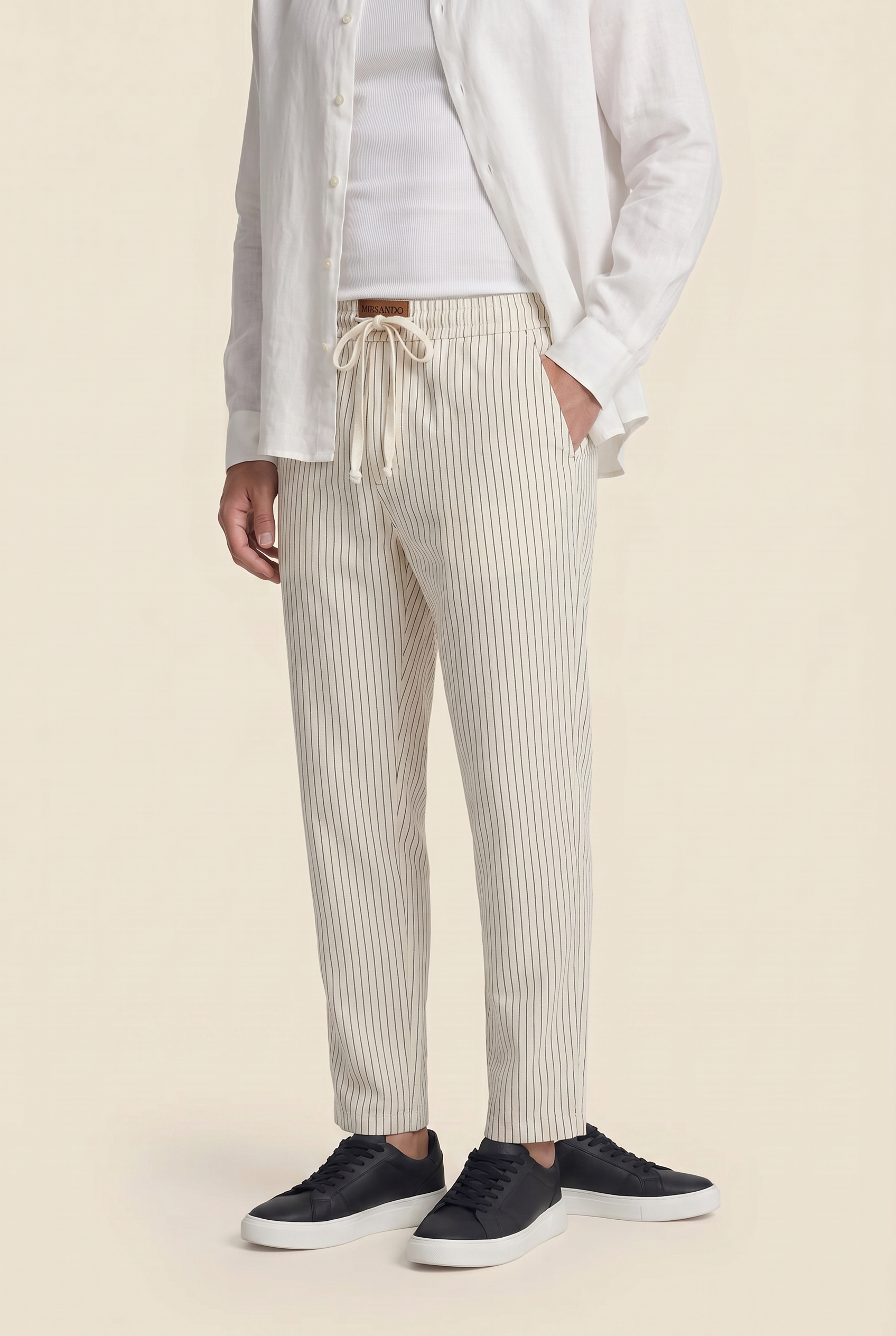 Raffaele™ Pinstripe Linen Pants Beige