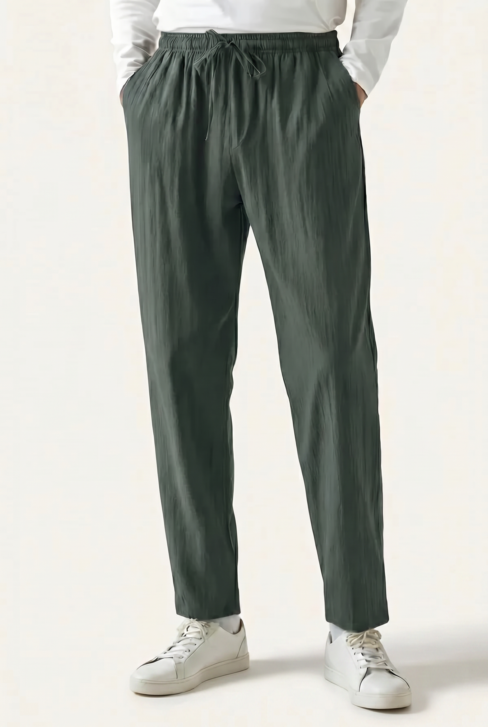 Linen Pantalon Dark Green