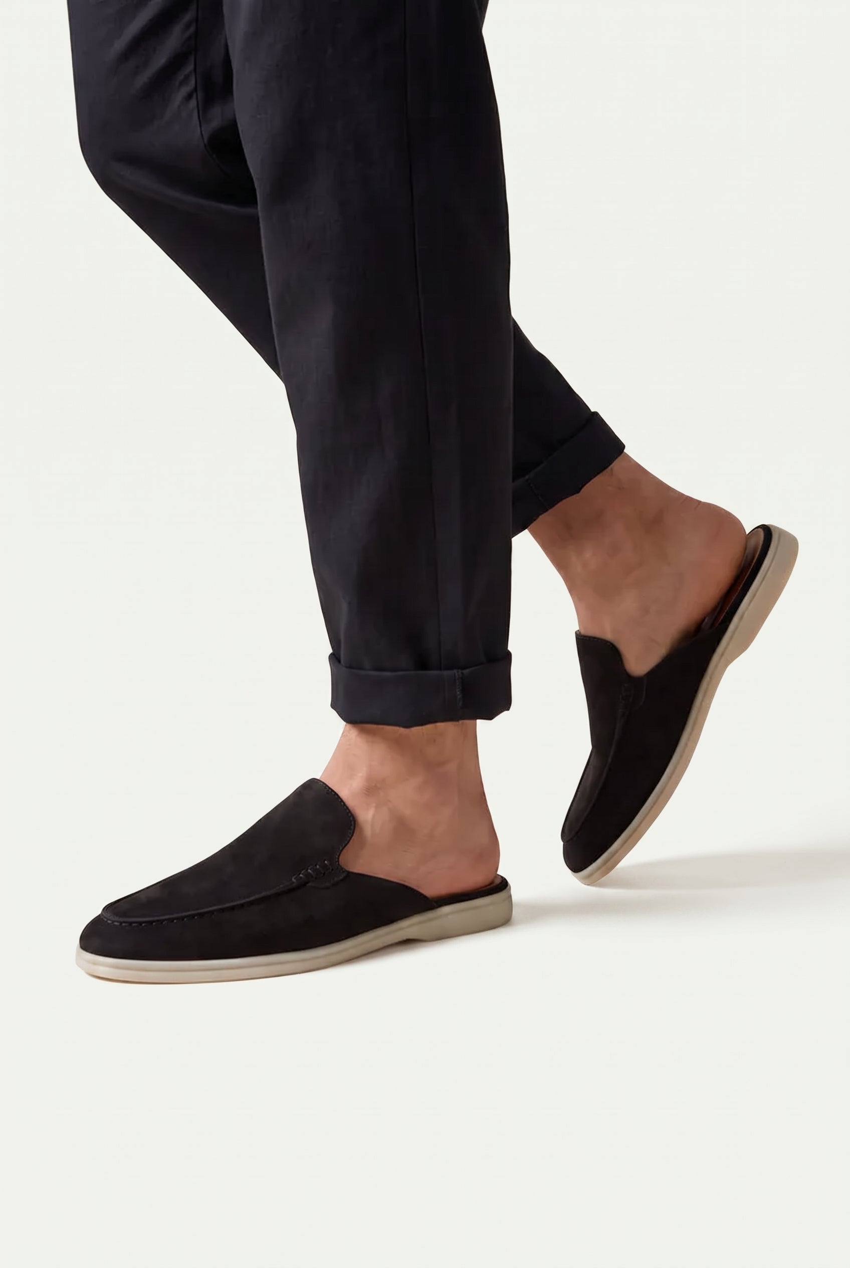 Yacht Loafer Suede Mule Black