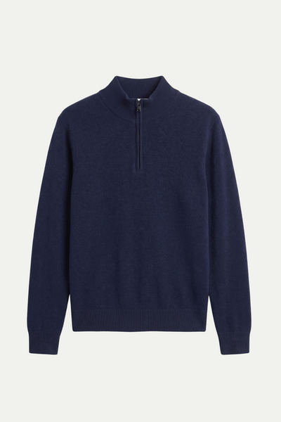 Mirsino Finest Cashmere 1/4 Zip Jumper - Navy
