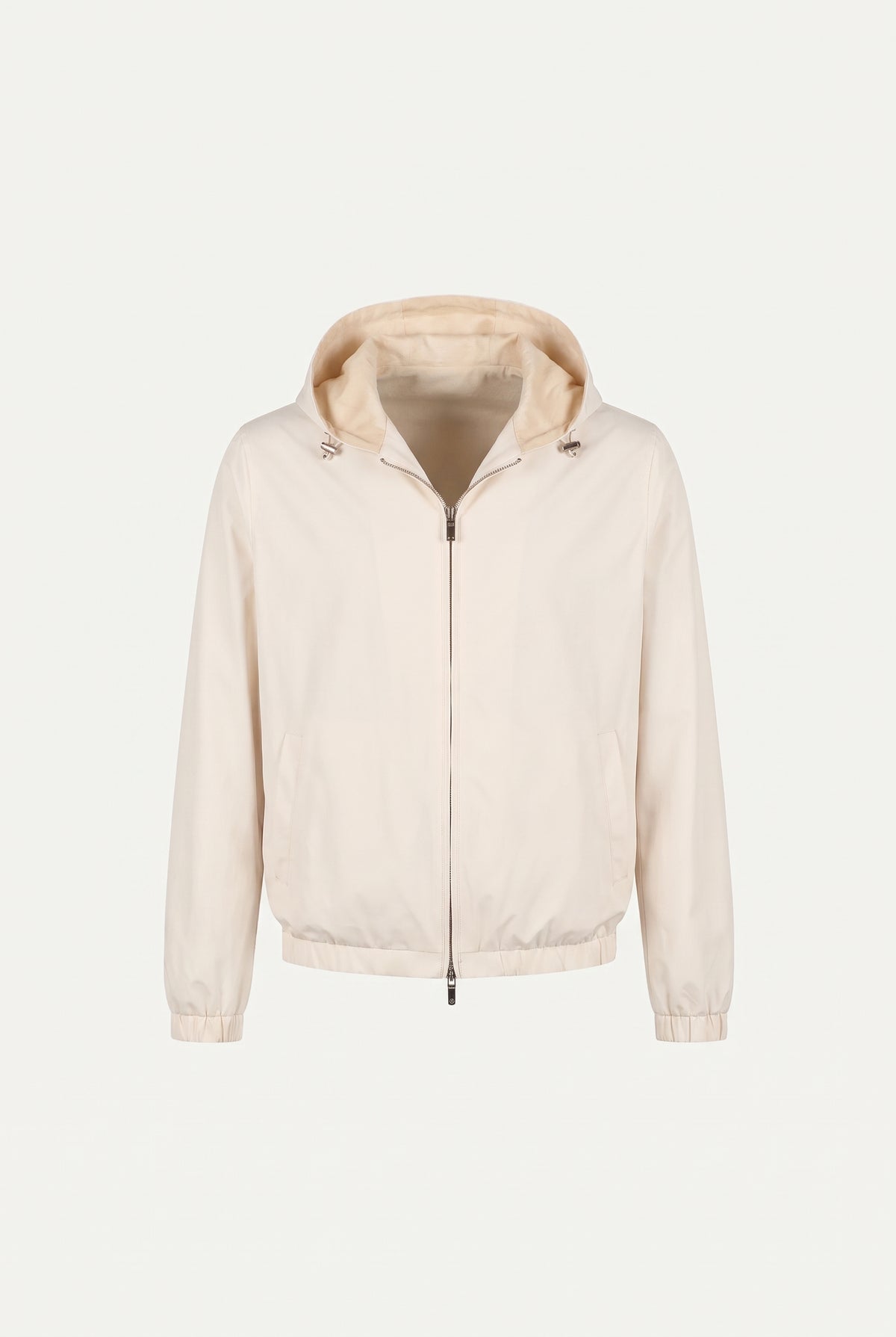Reversible Hooded Wool City Jacket Creme/White