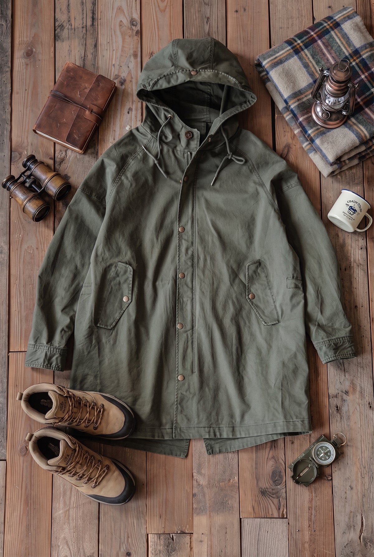 Mirsino Military Style Parka Olive