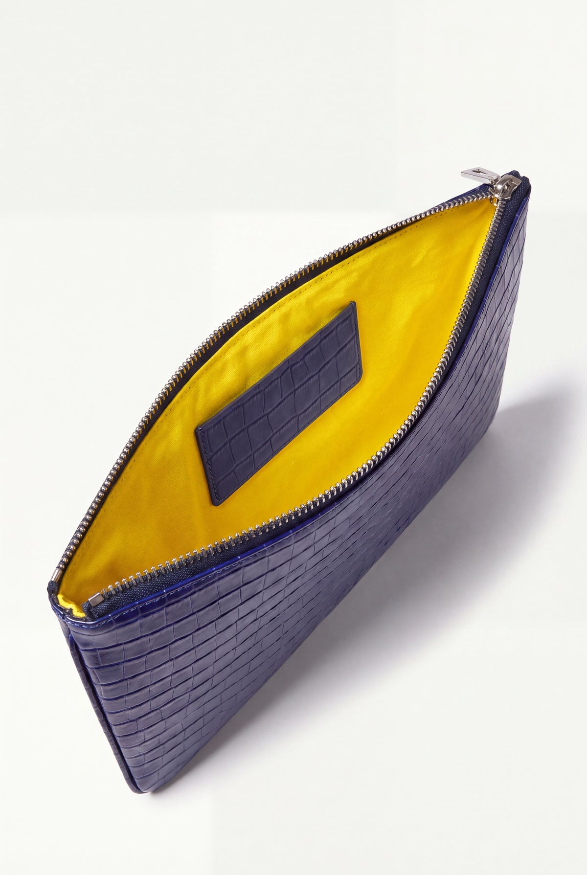 Mirsino Crocodile Embossed Pouch | Navy